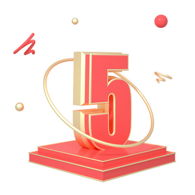 C4D红金色喜庆立体倒计时数字5 打造吸睛贺岁广告设计